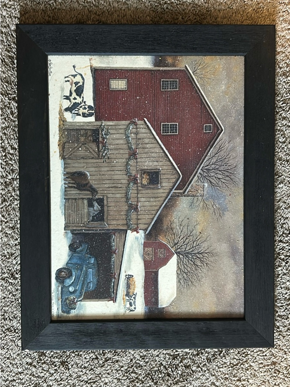 “The Home Place in Winter” by Pam Britton framed painting